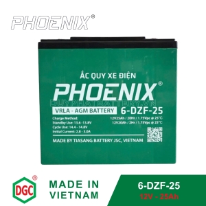 BÌNH ẮC QUY XE ĐIỆN PHOENIX  6-DZF-25 (12V - 25Ah)