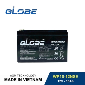 Bình ắc quy kín khí GLOBE 12V-15Ah, GLOBE WP15-12NSE dùng cho lưu điện UPS