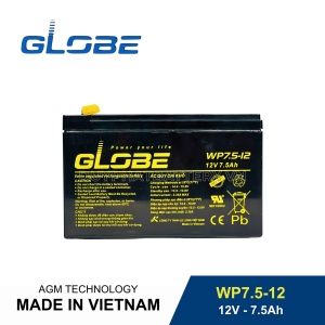 Bình ắc quy kín khí GLOBE 12V-7.5Ah, GLOBE WP7.5-12 dùng cho lưu điện UPS