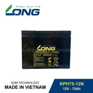 Bình ắc quy kín khí LONG 12V-75Ah, LONG KPH75-12N dùng cho lưu điện UPS