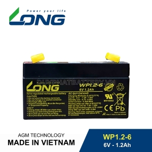 Bình ắc quy kín khí LONG 6V-1.2Ah, LONG WP1.2-6 dùng cho lưu điện UPS