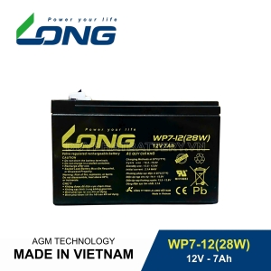 Bình ắc quy kín khí LONG 12V-7Ah, LONG WP7-12 dùng cho lưu điện UPS