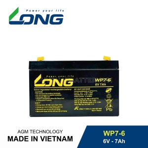 Bình ắc quy kín khí LONG 6V-7Ah, LONG WP7-6 dùng cho lưu điện UPS