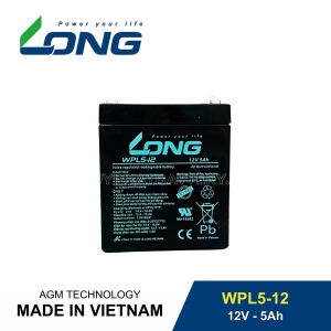 Bình ắc quy kín khí LONG 12V-5Ah, LONG WPL5-12 dùng cho lưu điện UPS