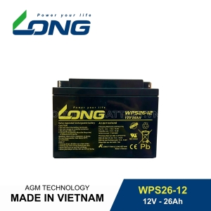 Bình ắc quy kín khí LONG 12V-26Ah, LONG WPS26-12 dùng cho lưu điện UPS