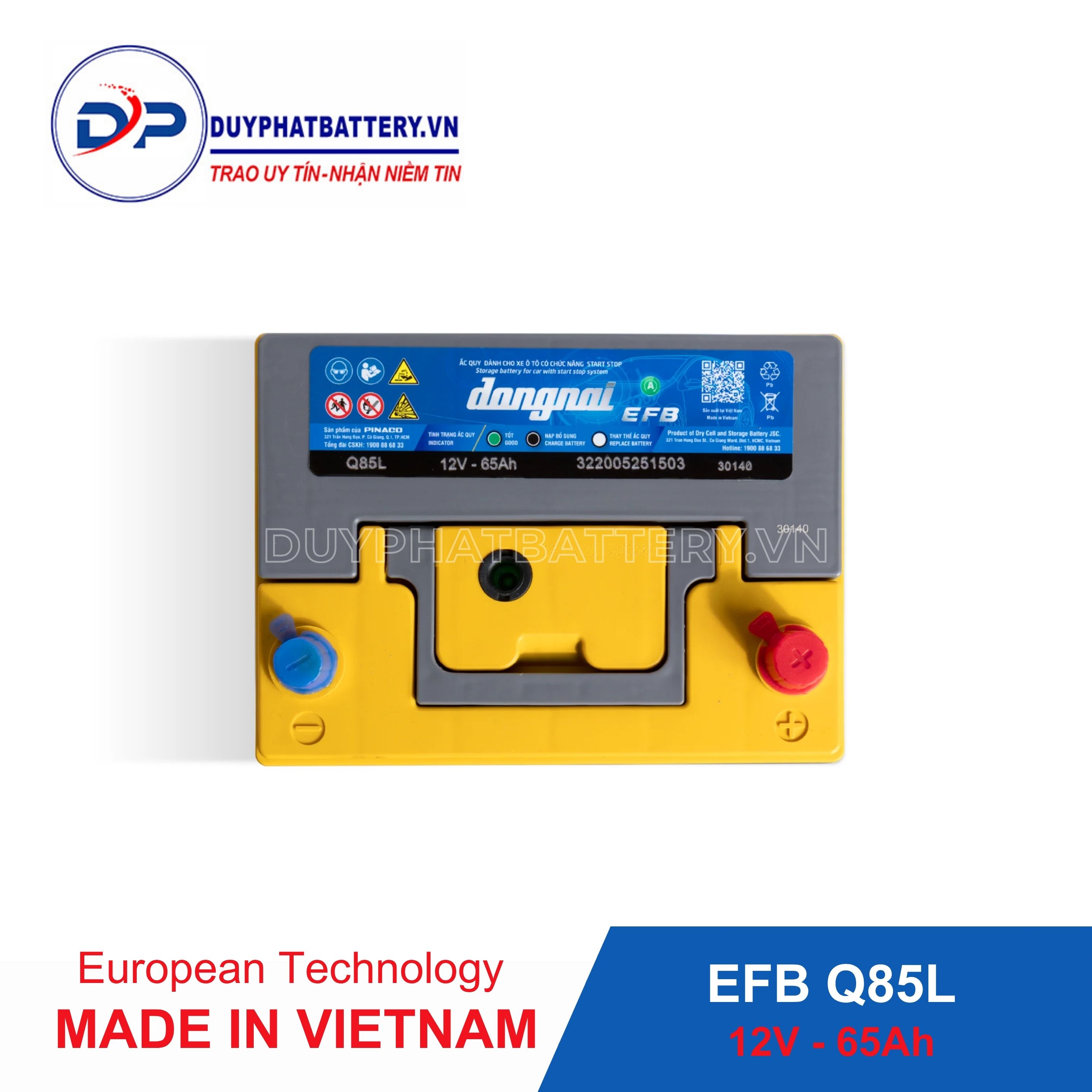 Bình ắc quy Đồng Nai Q85L 12V-65Ah