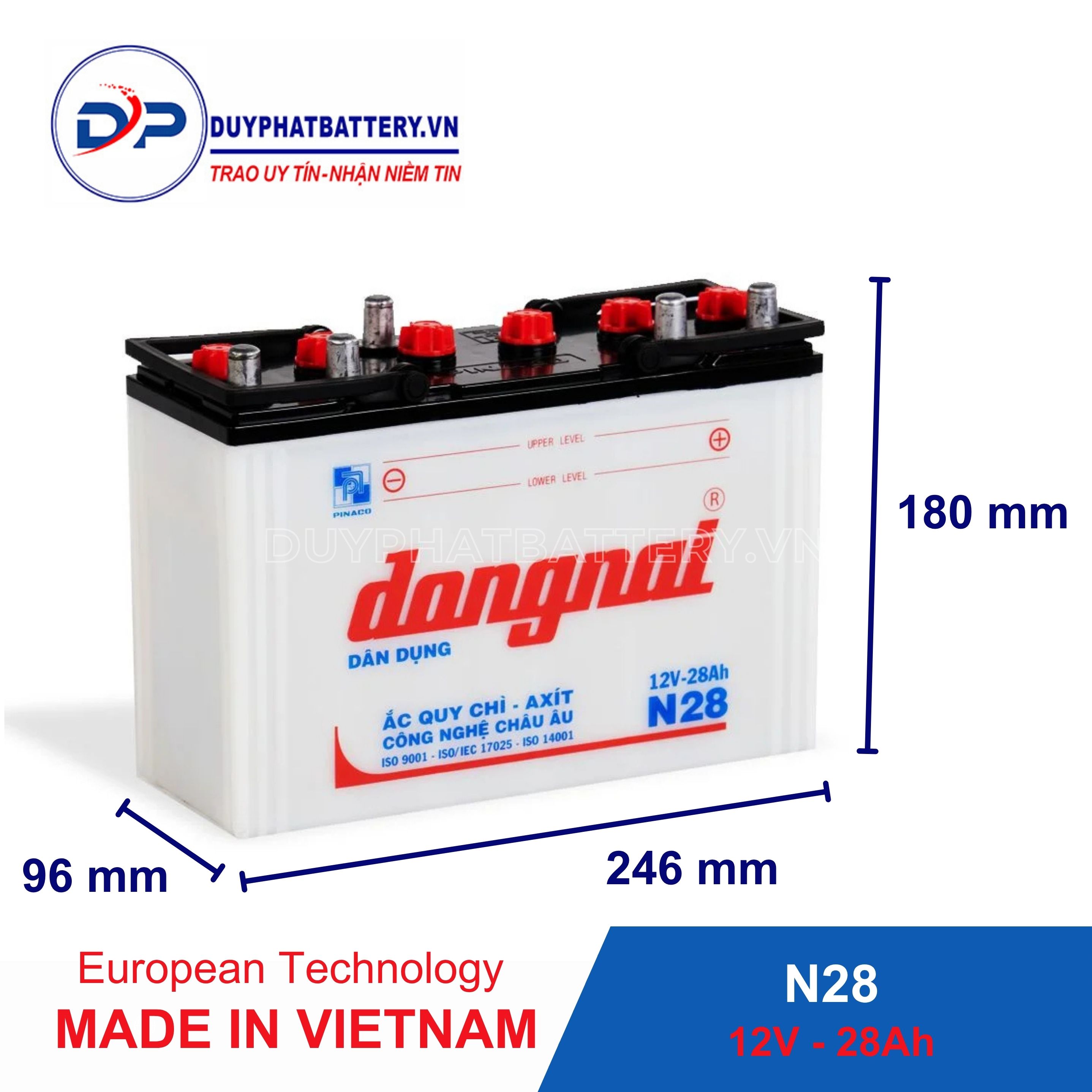 Ắc quy Dân dụng Đồng Nai N28 - 12V - 28Ah