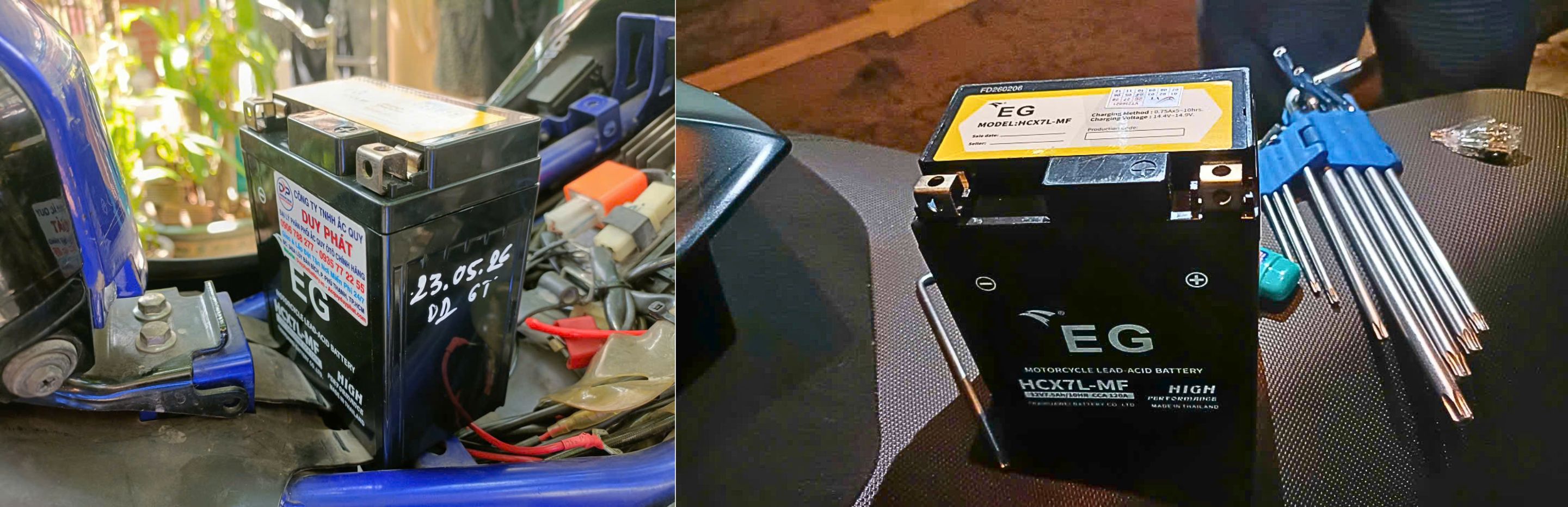 Thực tế lắp đặt bình ắc quy EAGLE HCX7L-MF 12V-7.5Ah CCA 120A