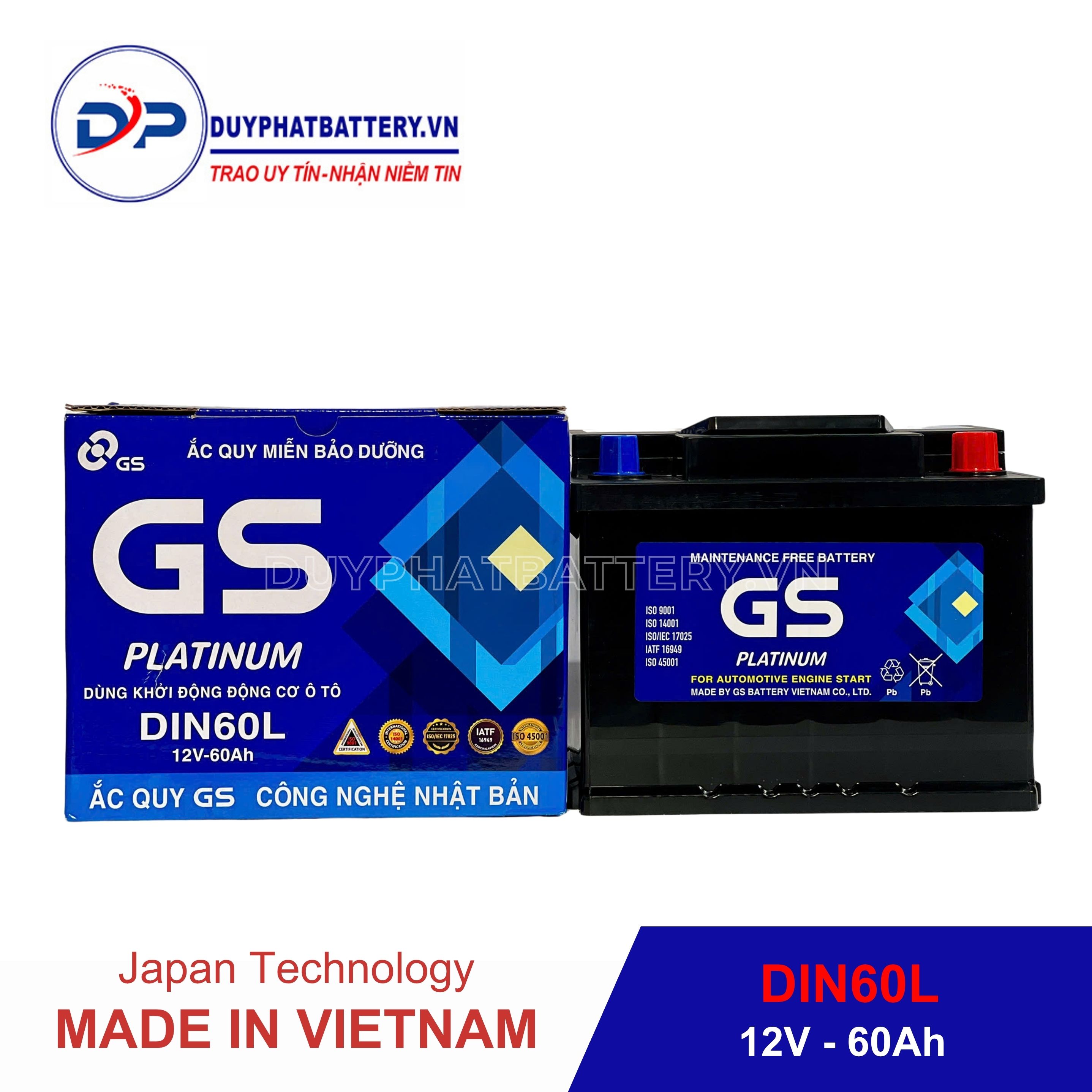 Bình ắc quy GS MF DIN45L-LBN (12V-45AH)