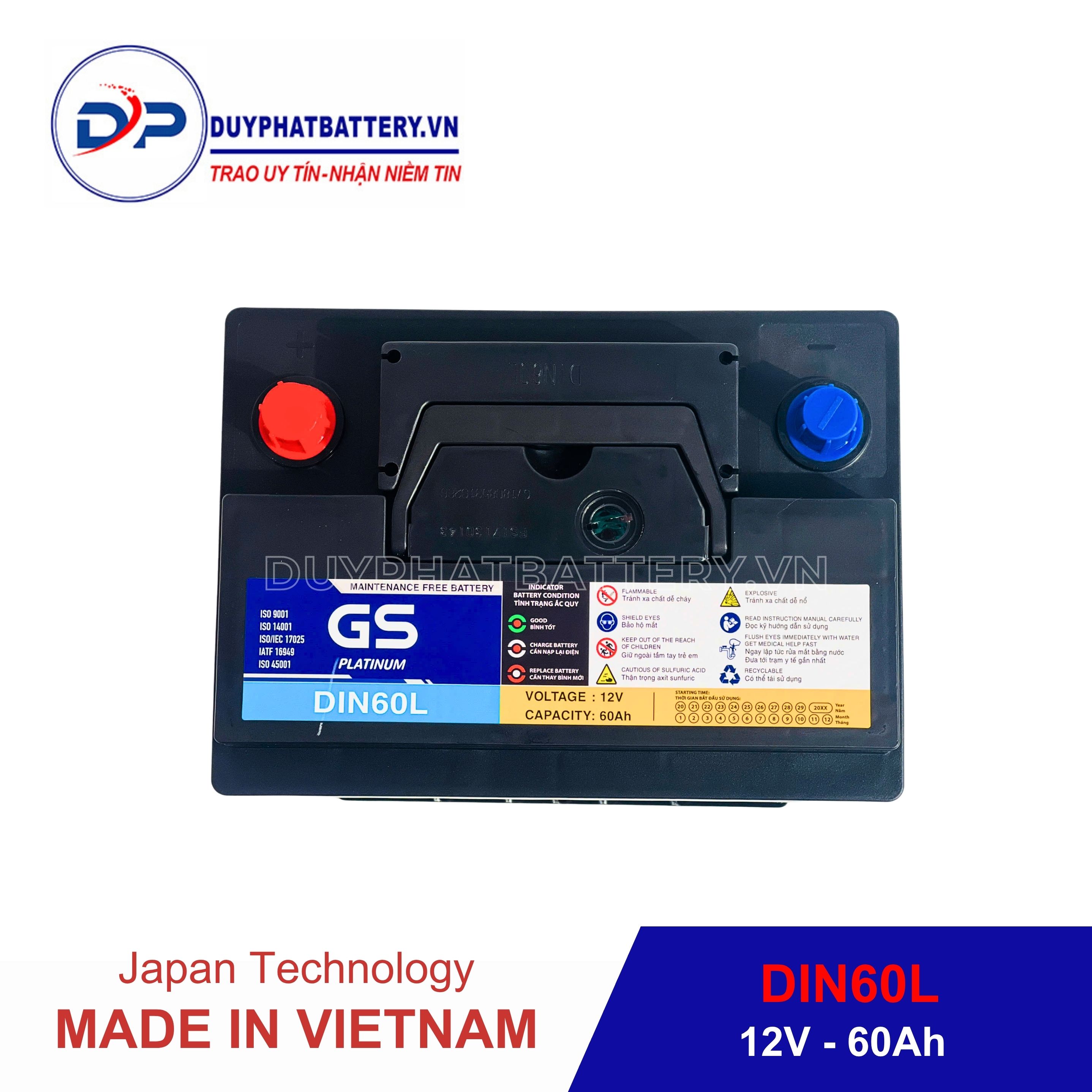 Bình ắc quy GS MF DIN45L-LBN (12V-45AH)