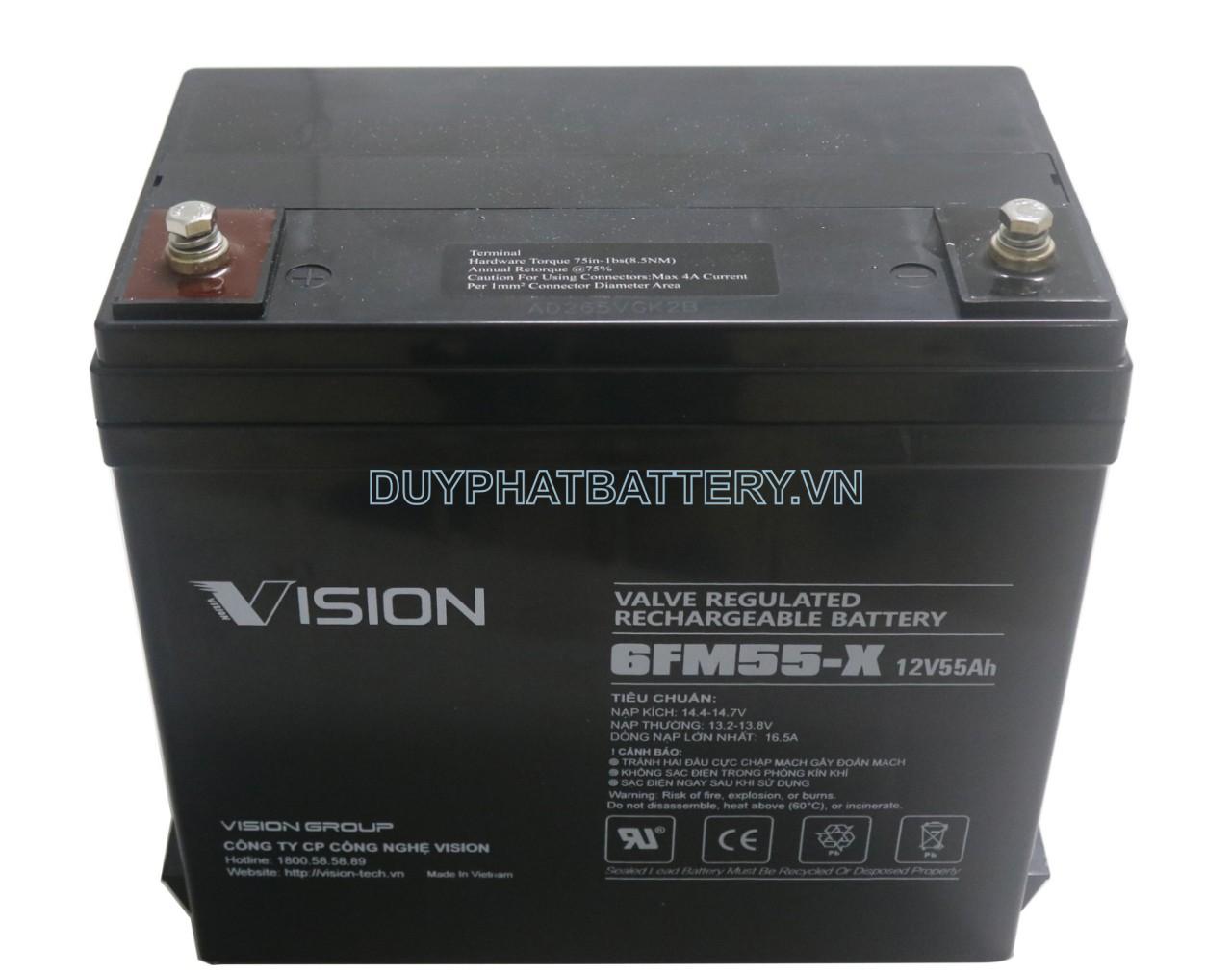 Bình ắc quy Vision 6FM55-X 12V 55Ah