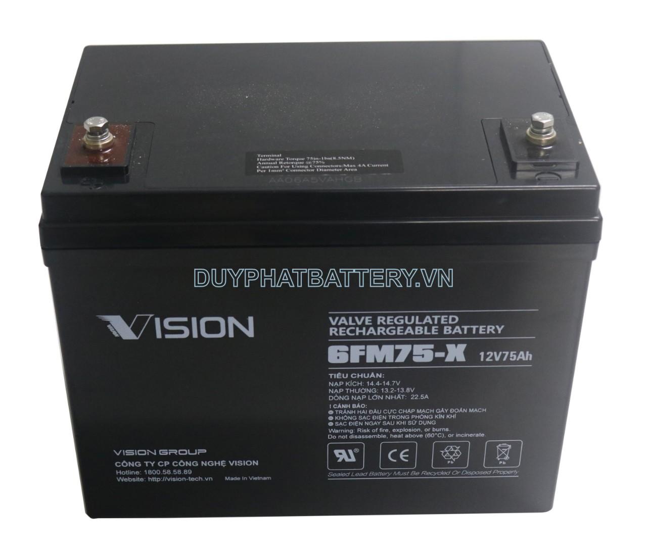 Bình ắc quy Vision 6FM75-X 12V 75Ah