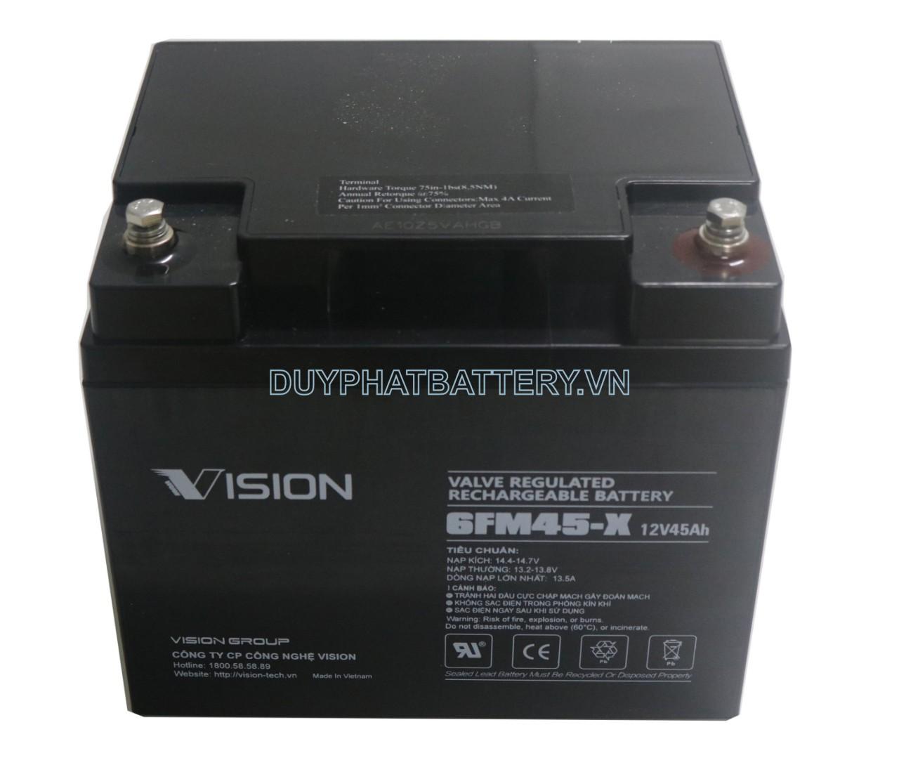 Bình ắc quy Vision 6FM45-X 12V 45Ah