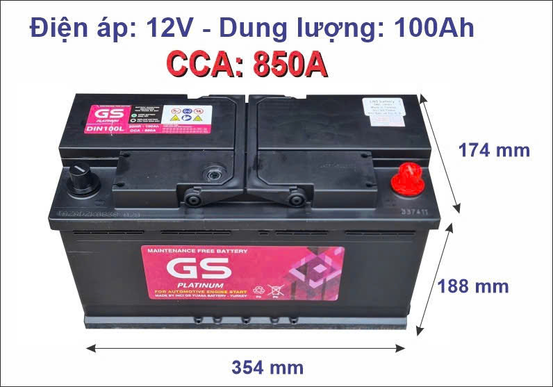 Ắc quy GS MF Din100L 12V-100Ah CCA 850A