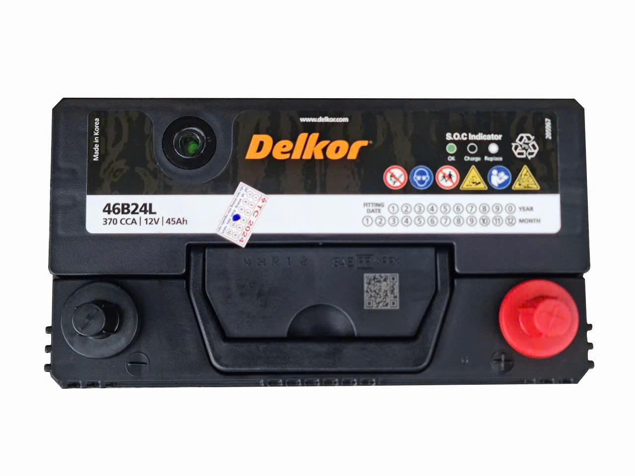 Ắc quy Delkor 46B24L ( 12V-45Ah) CCA 370